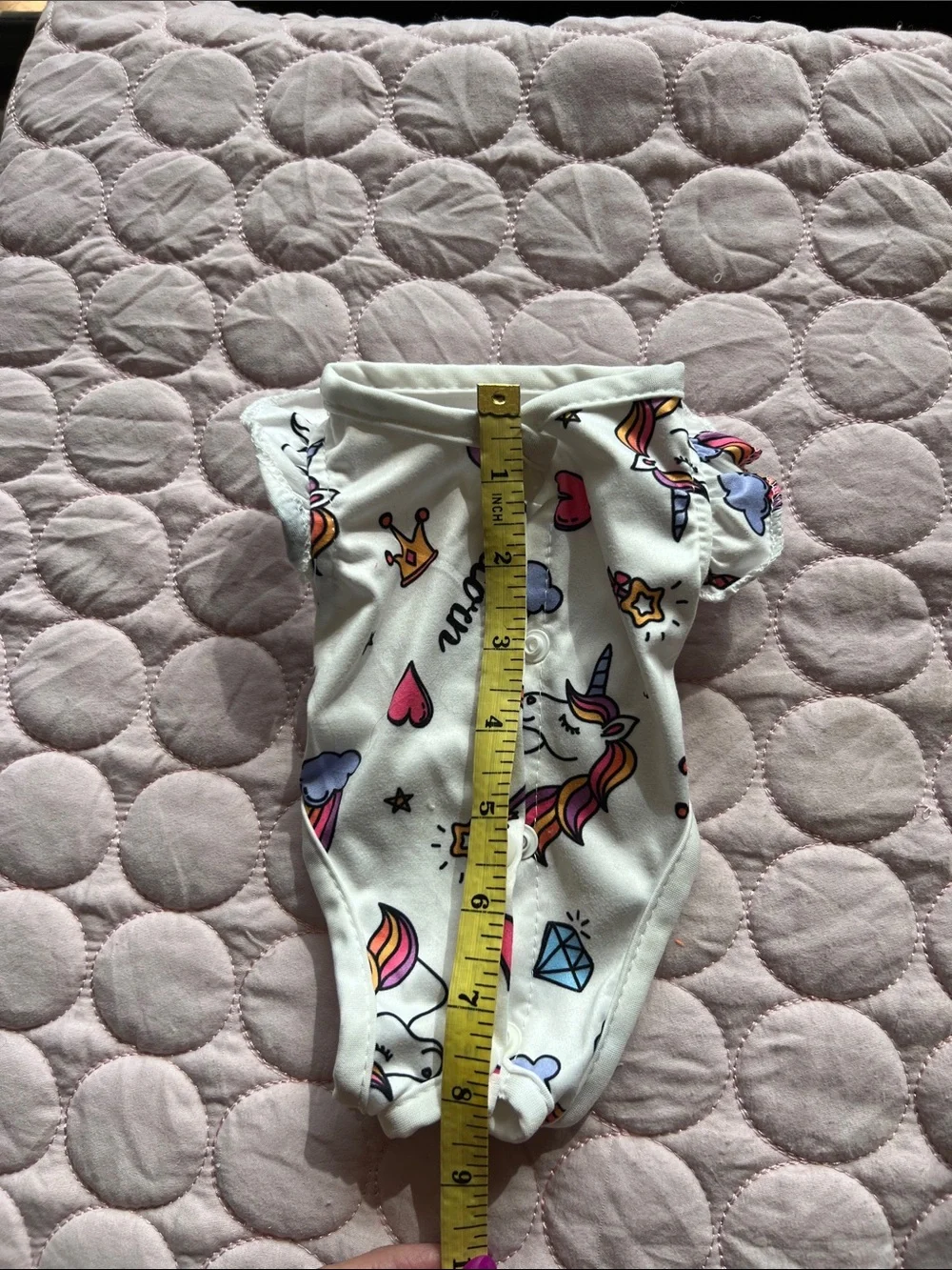Unicorn Print dog romper Onesie - White with Pink & Purple Accents